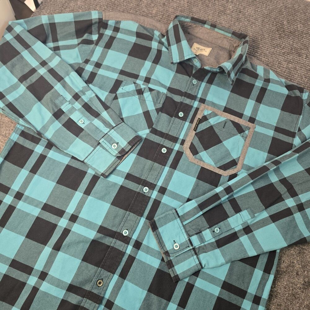 Ecko Unltd Unlimited Shirt Men’s Size XXL Blue Plaid Button Long Sleeve Y2K